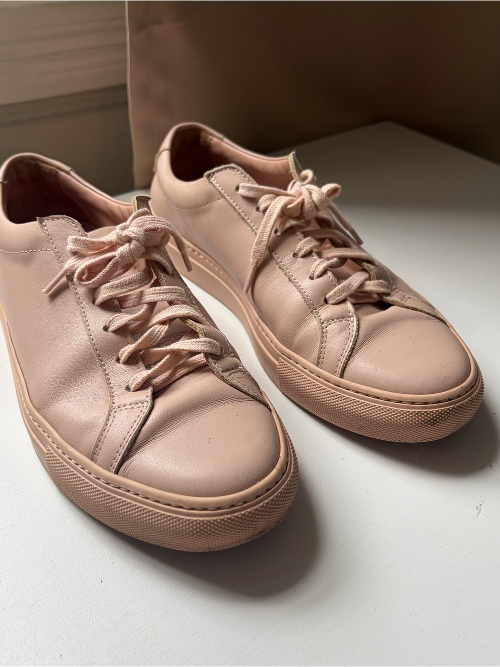 Common Projects Achilles Low Pink Leather Sneakers Womens Size 39